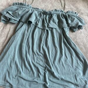 Women's Off-Shoulder Ruffle Blouse - Blue